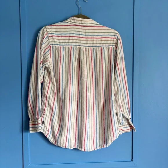 GAP Striped Multi-Colored Linen Button-Up Shirt - Picture 2 of 4